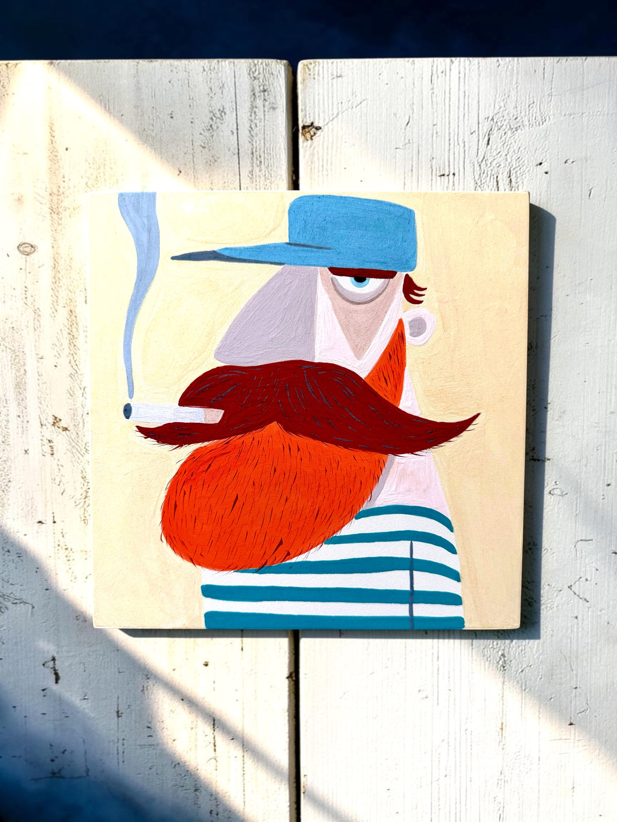 The Sailor – Hand-Painted Ceramic Tile (20 × 20 cm)