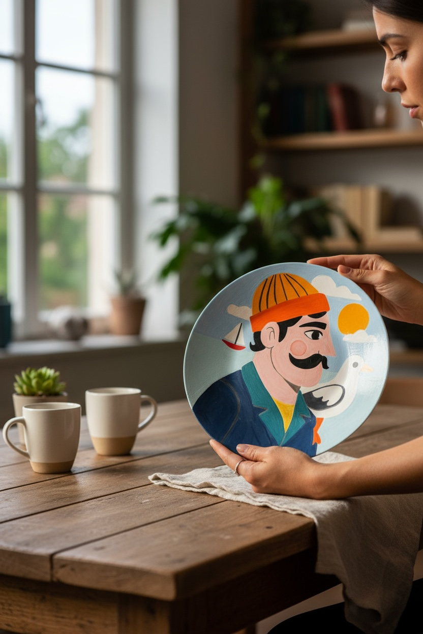 The Seagull and the Sailor Big Round Plate