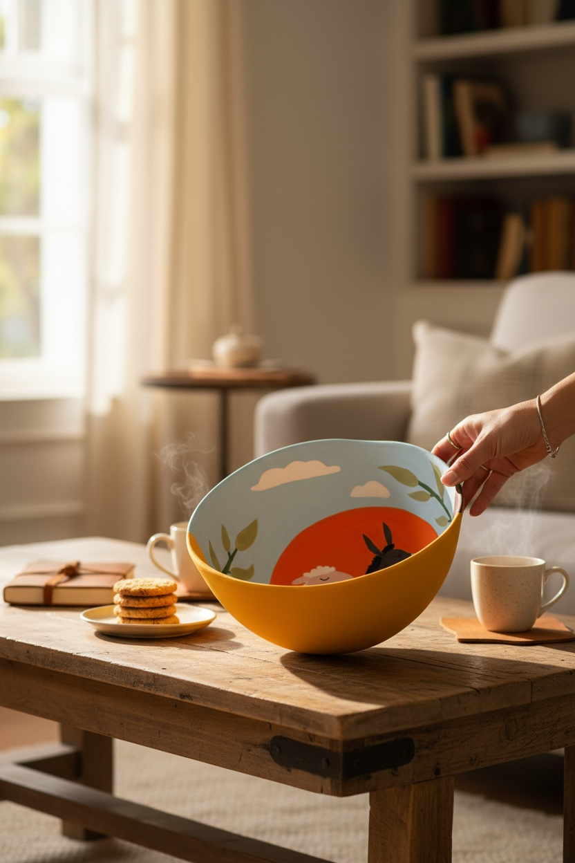 Ceramic Donkey & Sheep Big Bowl