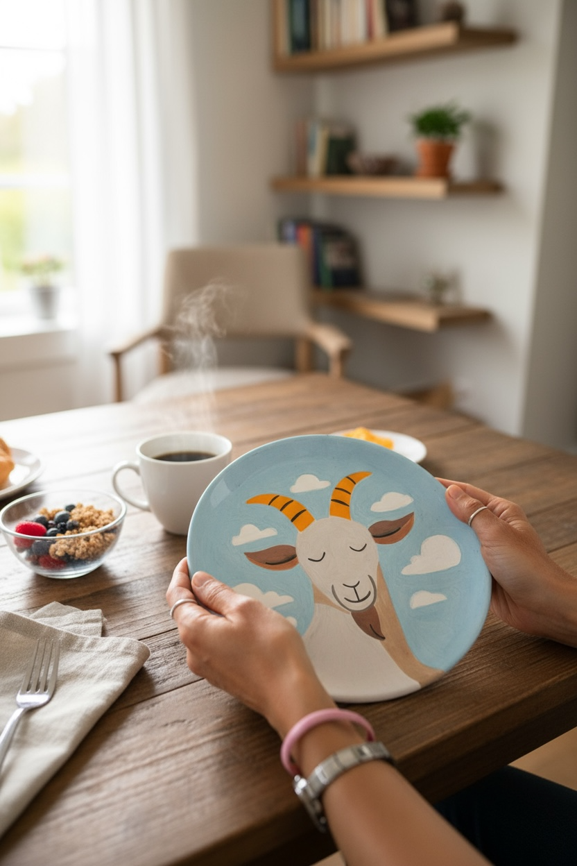 The Dreaming Goat Ceramic Plate