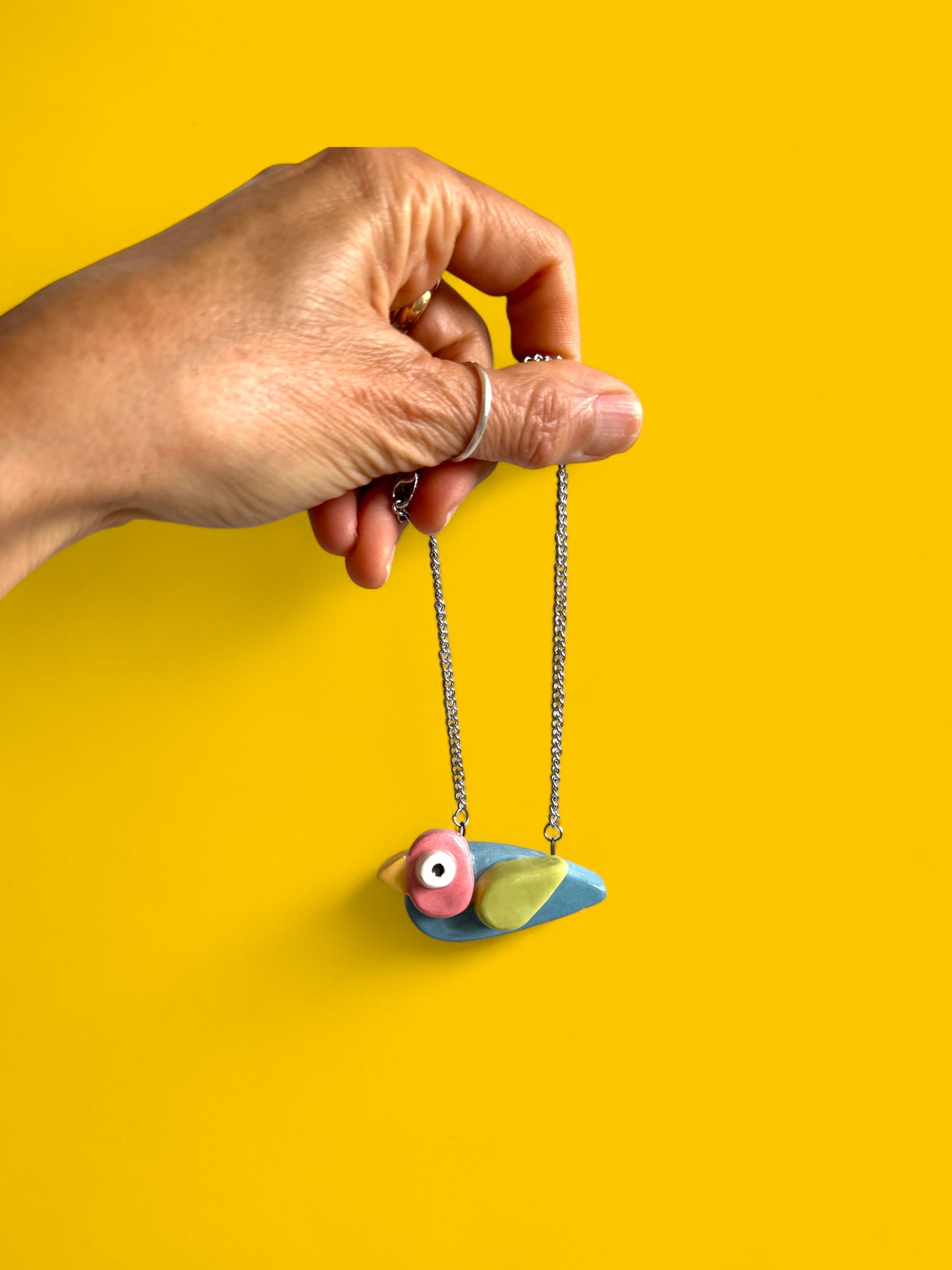 Ceramic Bird Pendant ( with necklace )