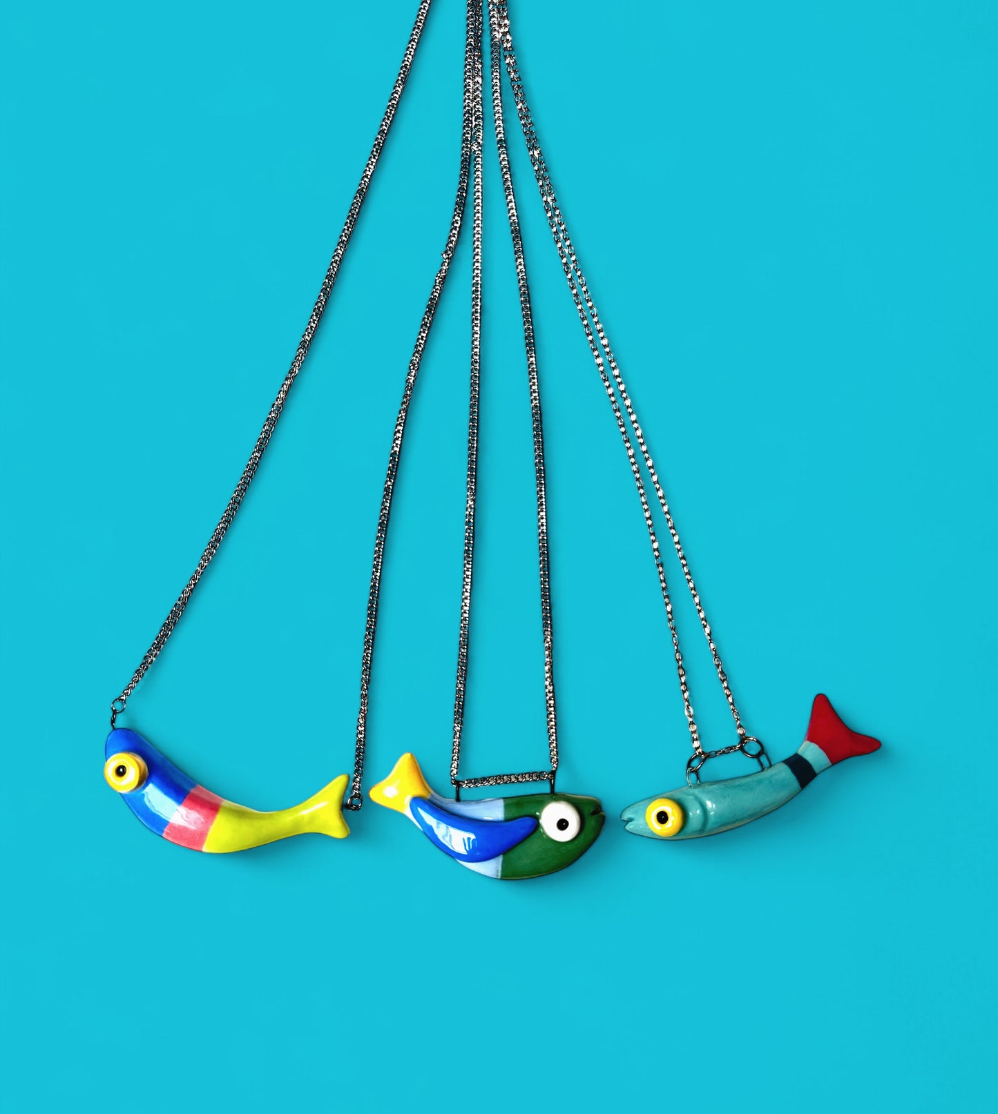 Ceramic Fish Pendant ( with necklace )