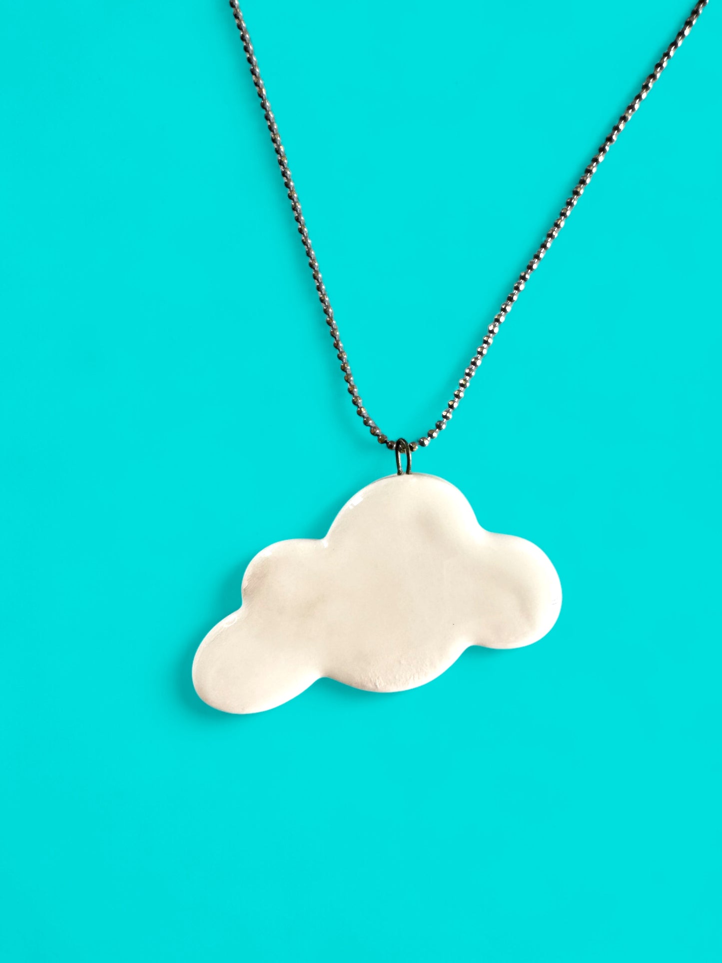 Ceramic Cloud Pendant ( with necklace )