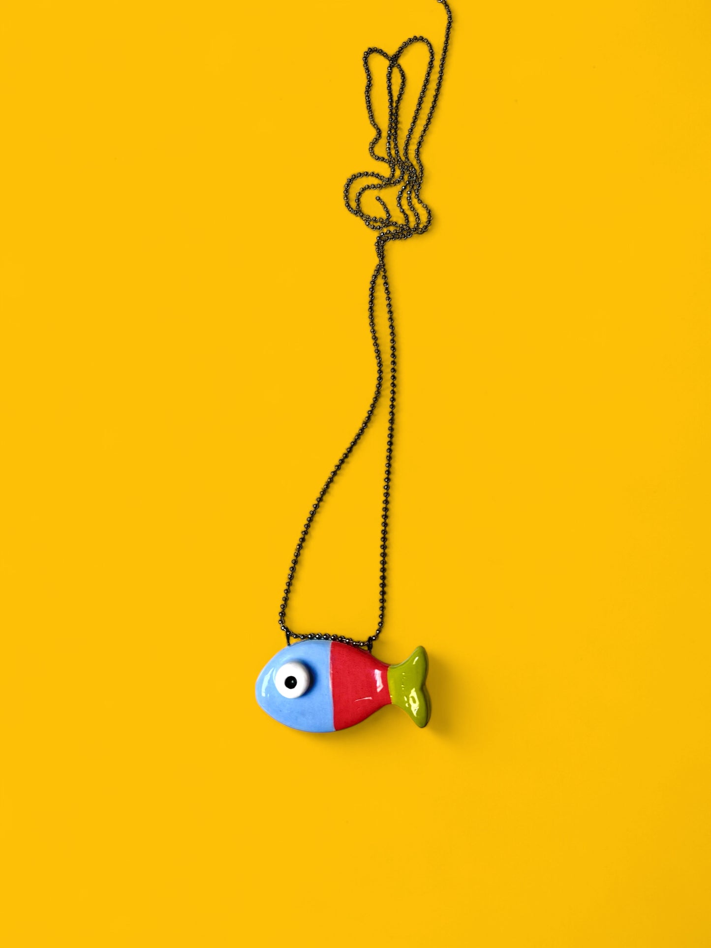 Ceramic Fish Pendant ( with necklace )
