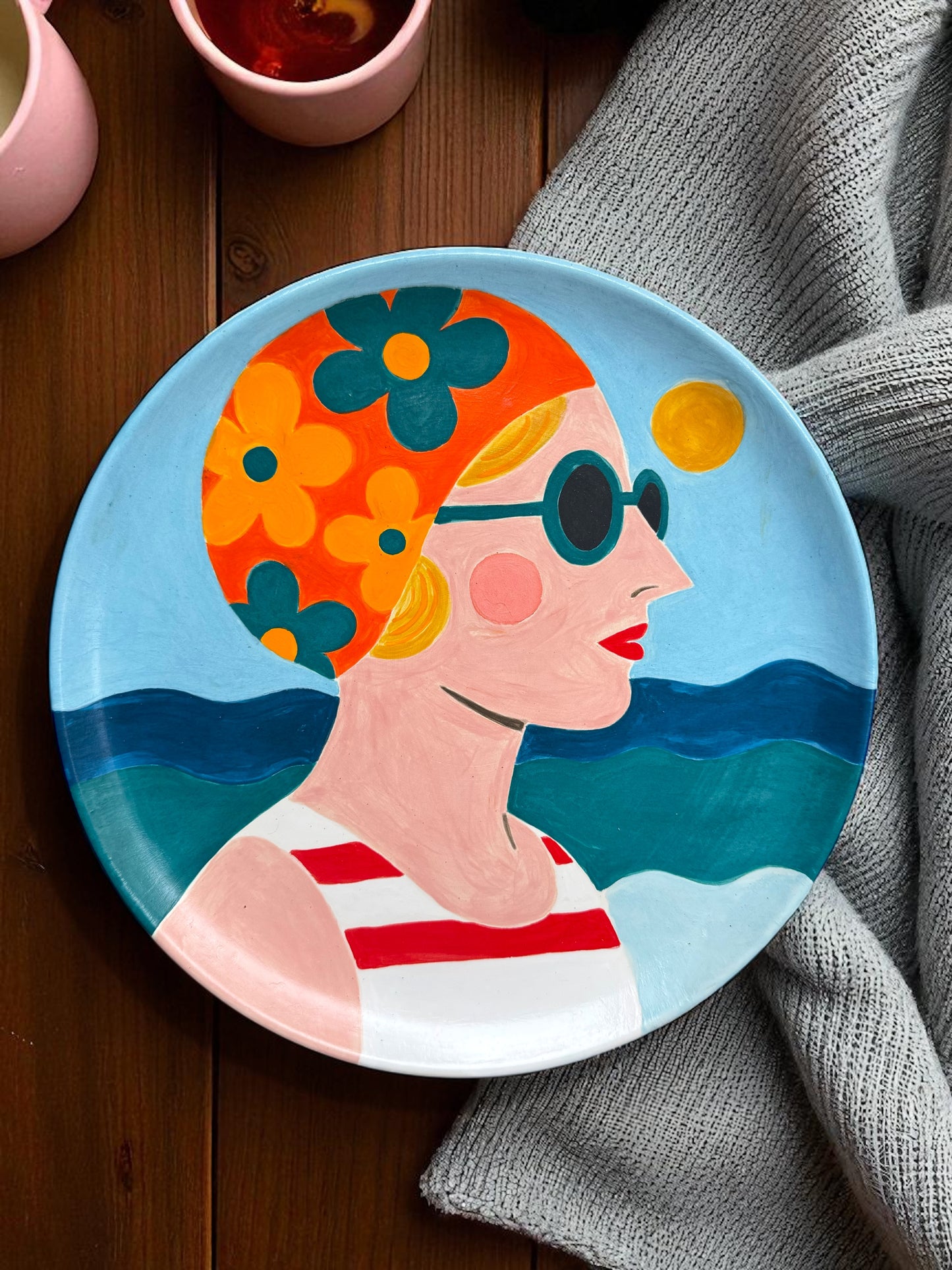 Retrò Summer Lady Big Round Plate