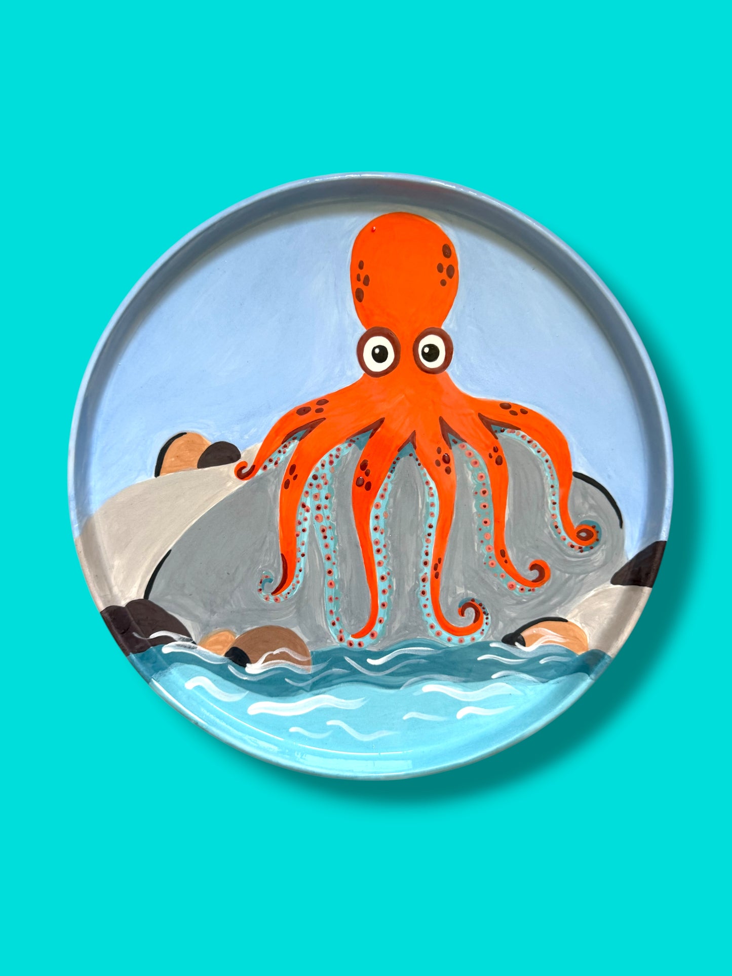 The Octopus on the Rocks  Round Plate