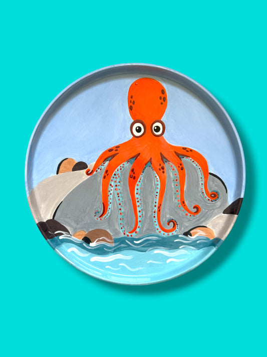 The Octopus on the Rocks  Round Plate