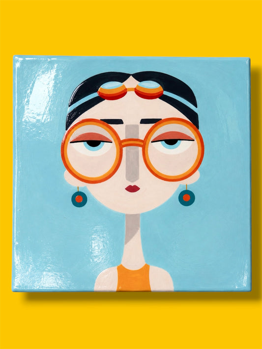 Swimming Lady Tile – Hand-Painted Ceramic Wall Tile
