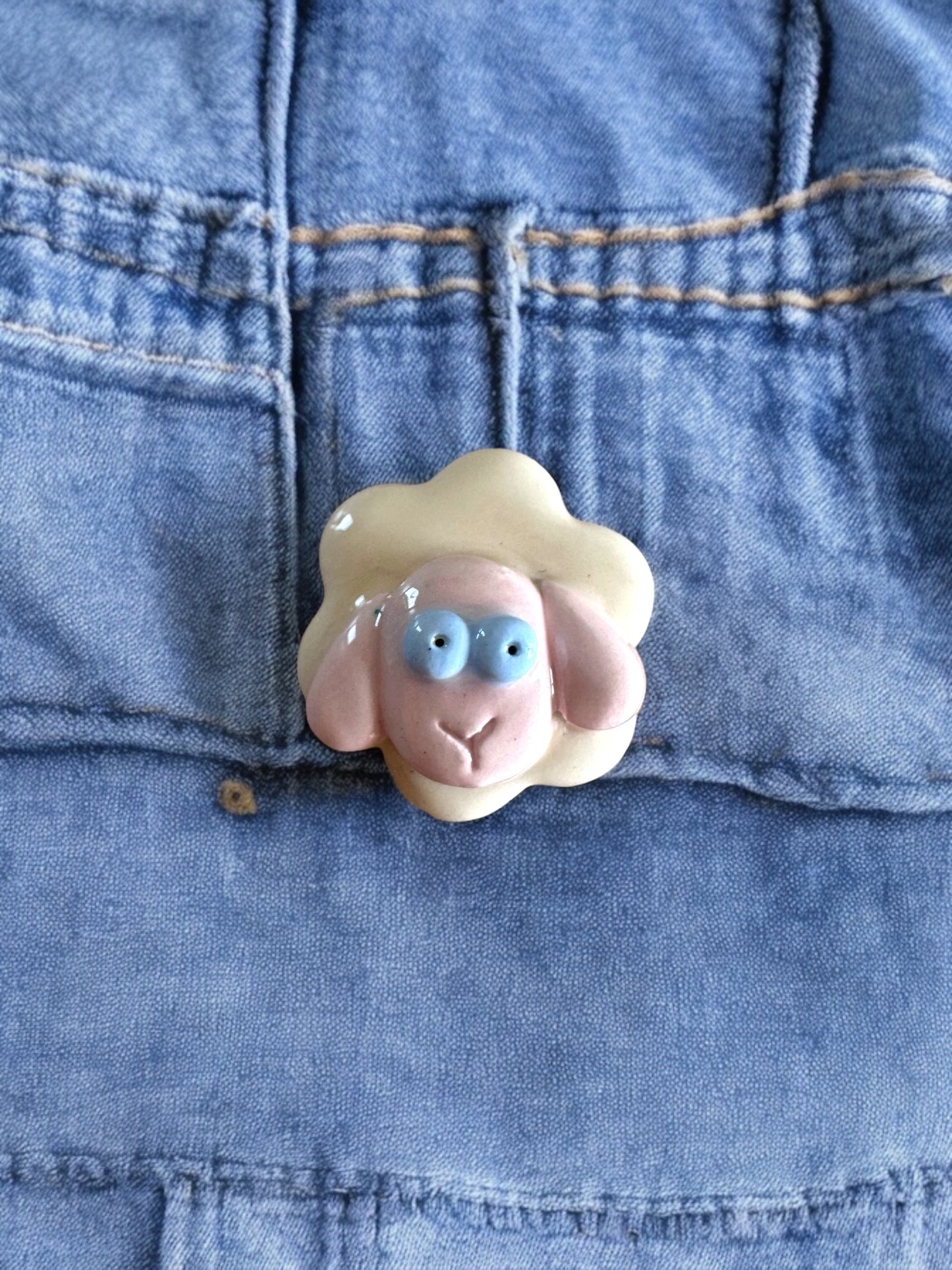 Ceramic Sheep Pins ( with necklace )