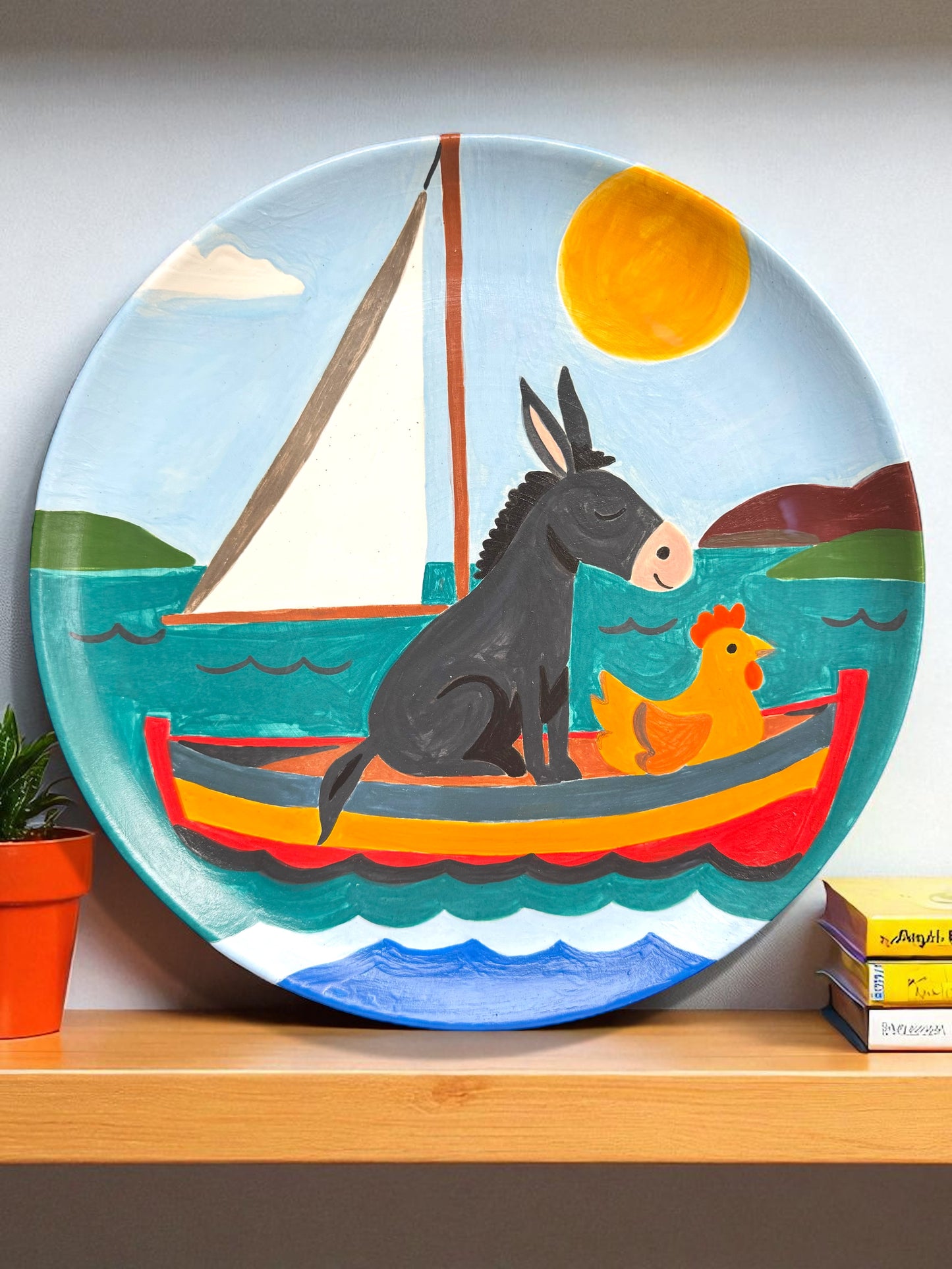 The Donkey and the Chicken Big Round Plate