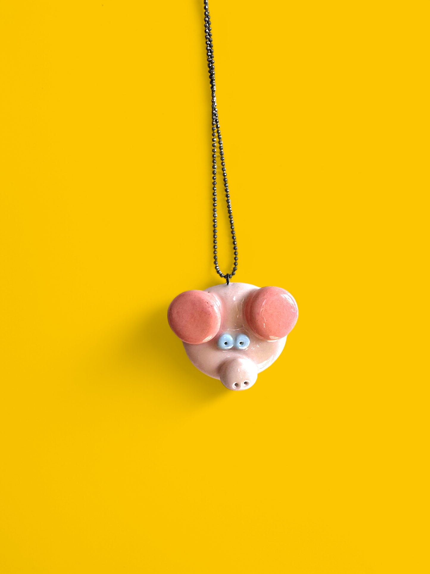 Ceramic Pig Pendant ( with necklace )