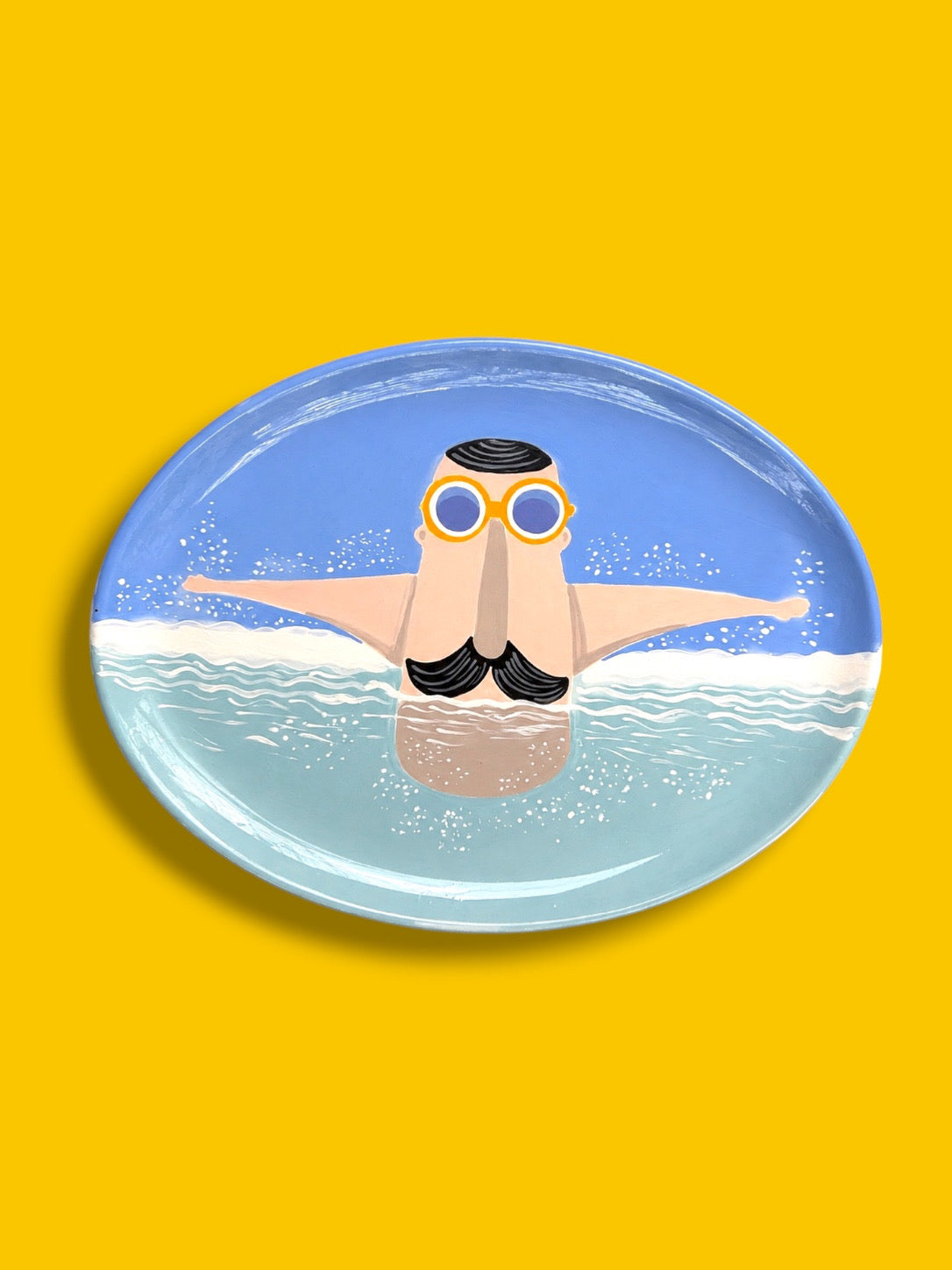 The Swimmer Ceramic Plate Oval