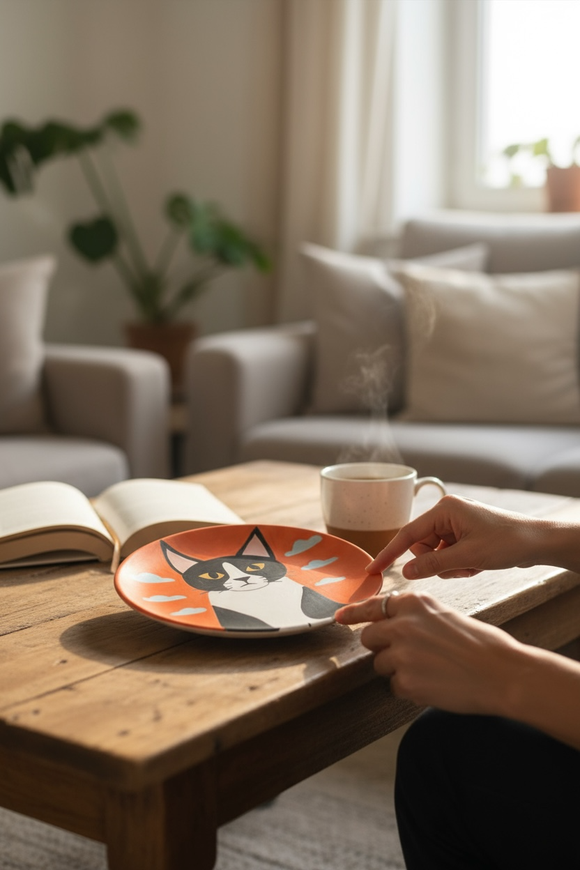 The Tuxedo Cat Ceramic Plate