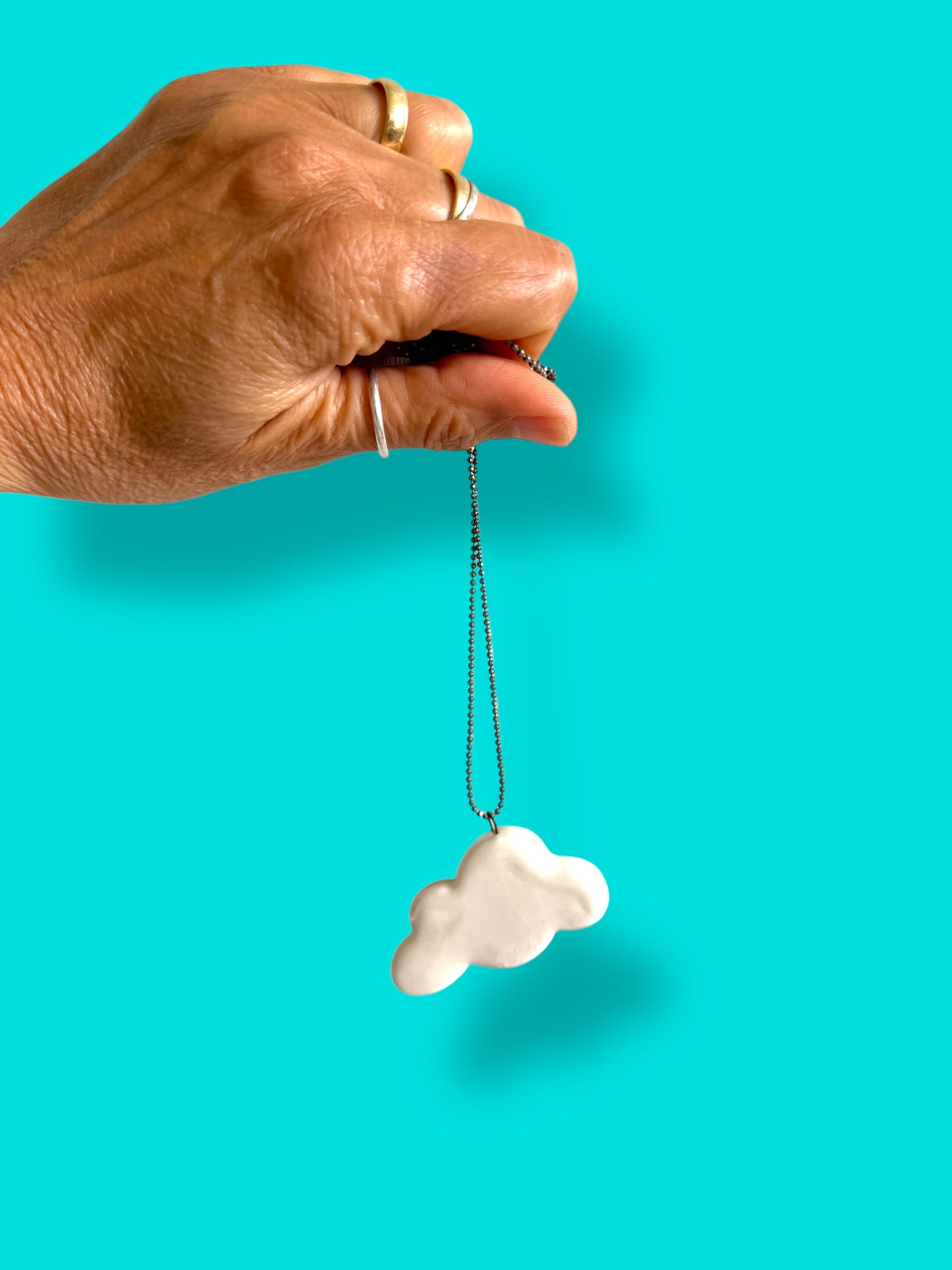 Ceramic Cloud Pendant ( with necklace )