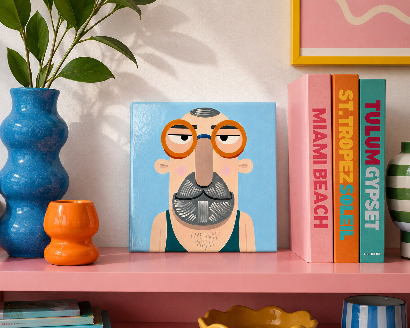 Bearded Swimmer Tile – Hand-Painted Ceramic Wall Tile