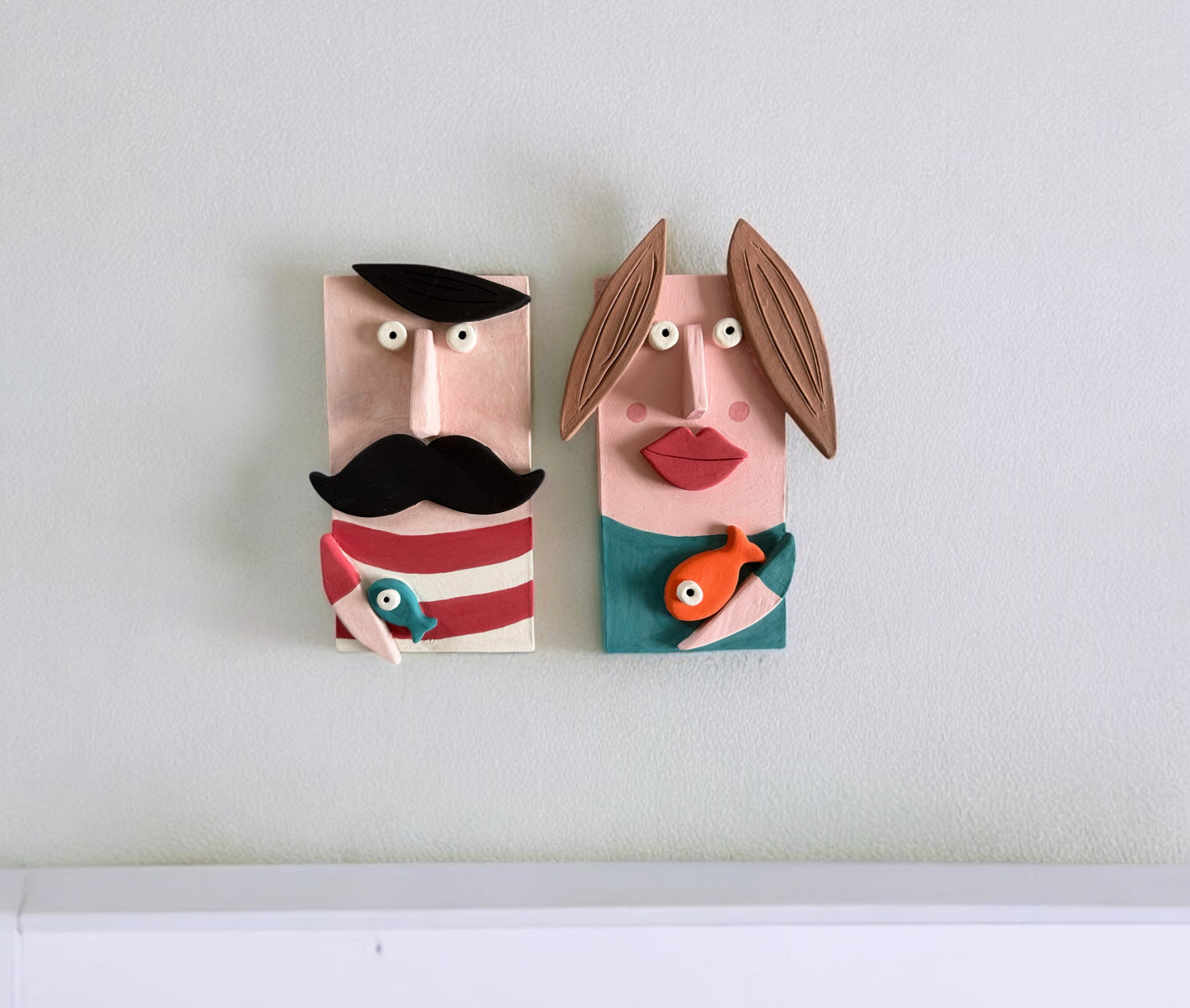 Decorazione da parete in ceramica per coppia