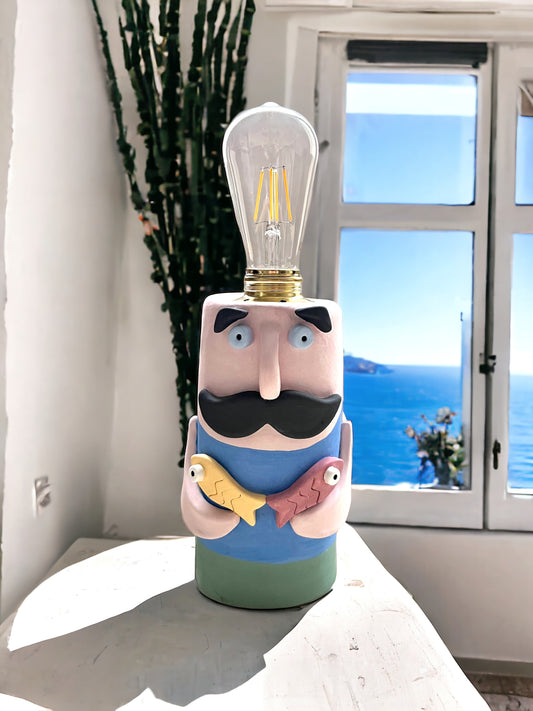 Lampada pescatore in ceramica