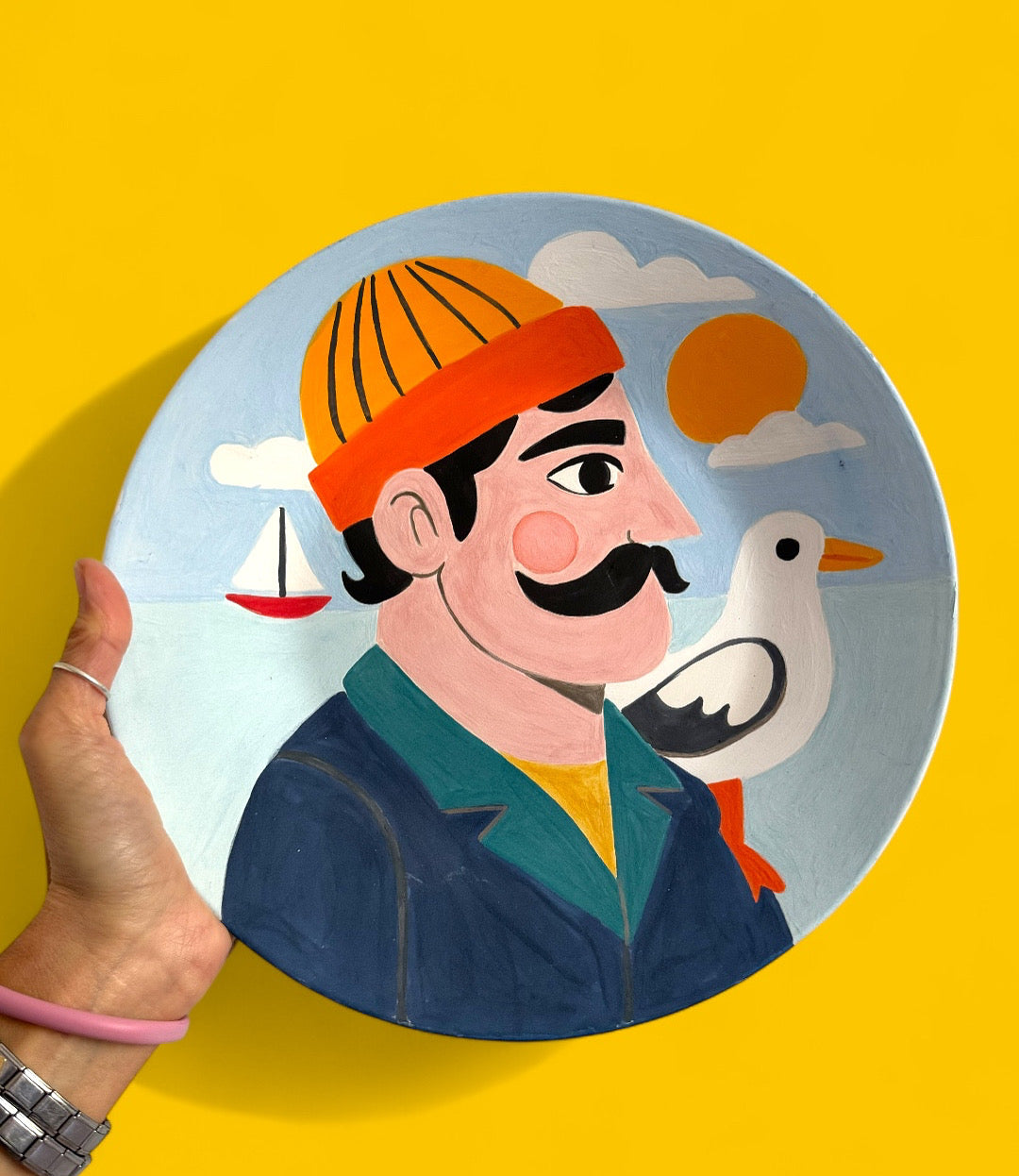 The Seagull and the Sailor Big Round Plate