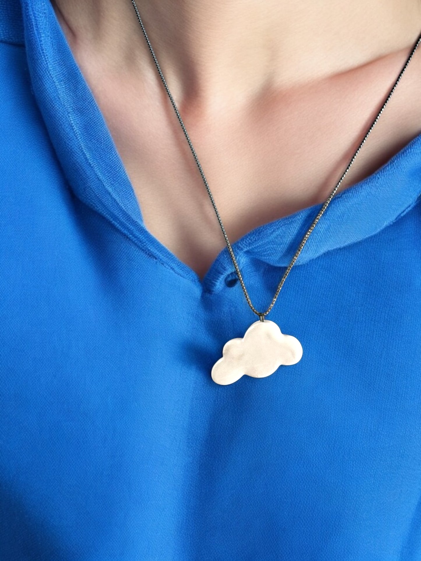 Ceramic Cloud Pendant ( with necklace )