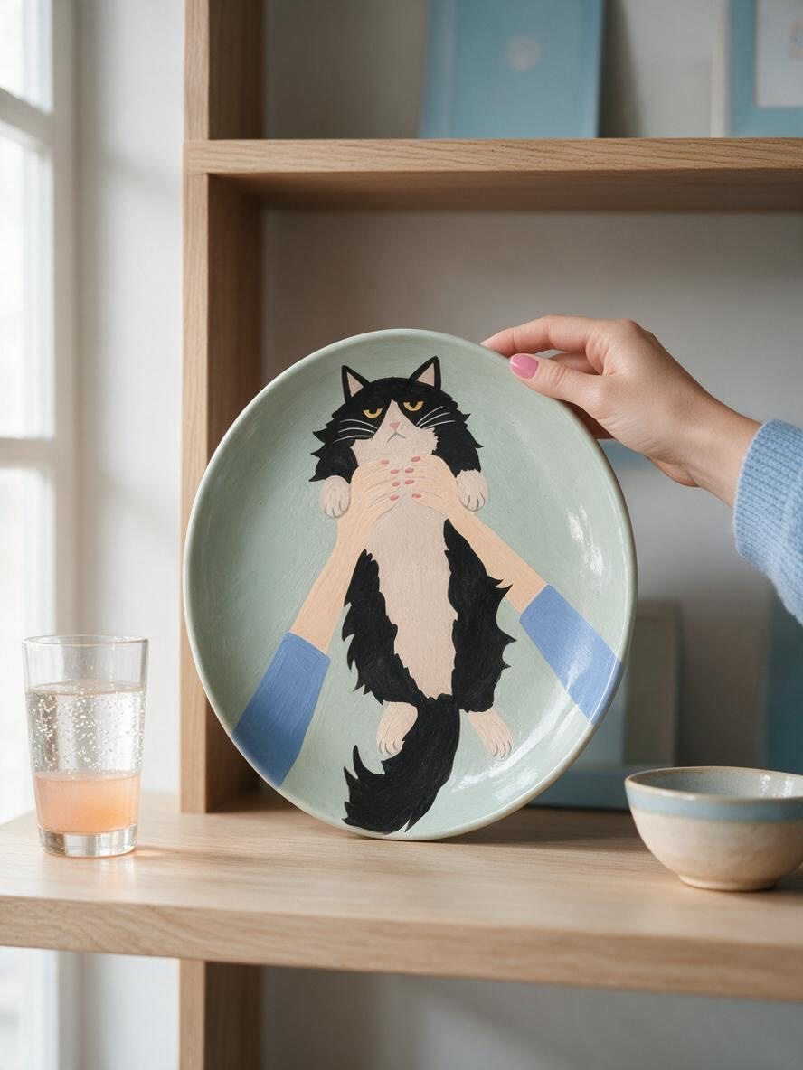 The Annoyed Cat Round Plate
