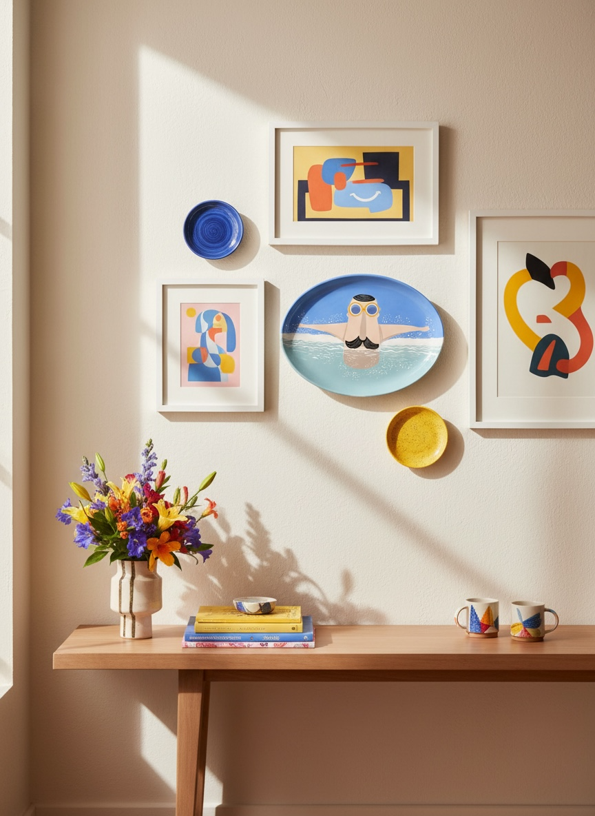 The Swimmer Ceramic Plate Oval