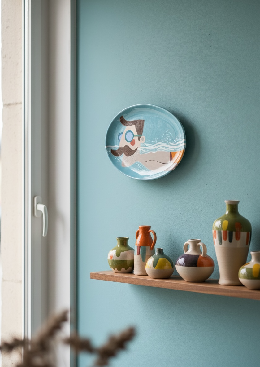 The Swimmer Ceramic Plate Oval