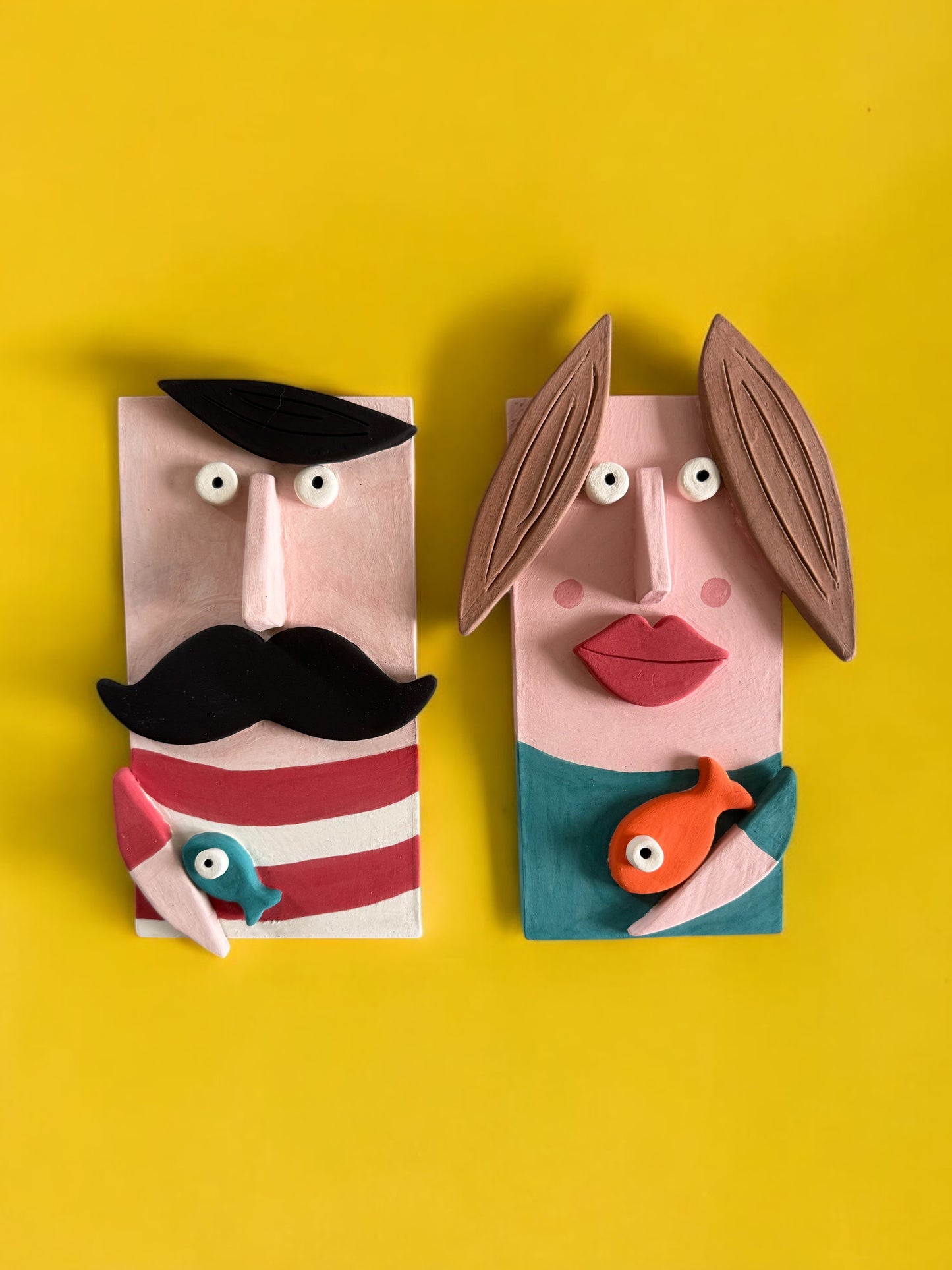 Decorazione da parete in ceramica per coppia