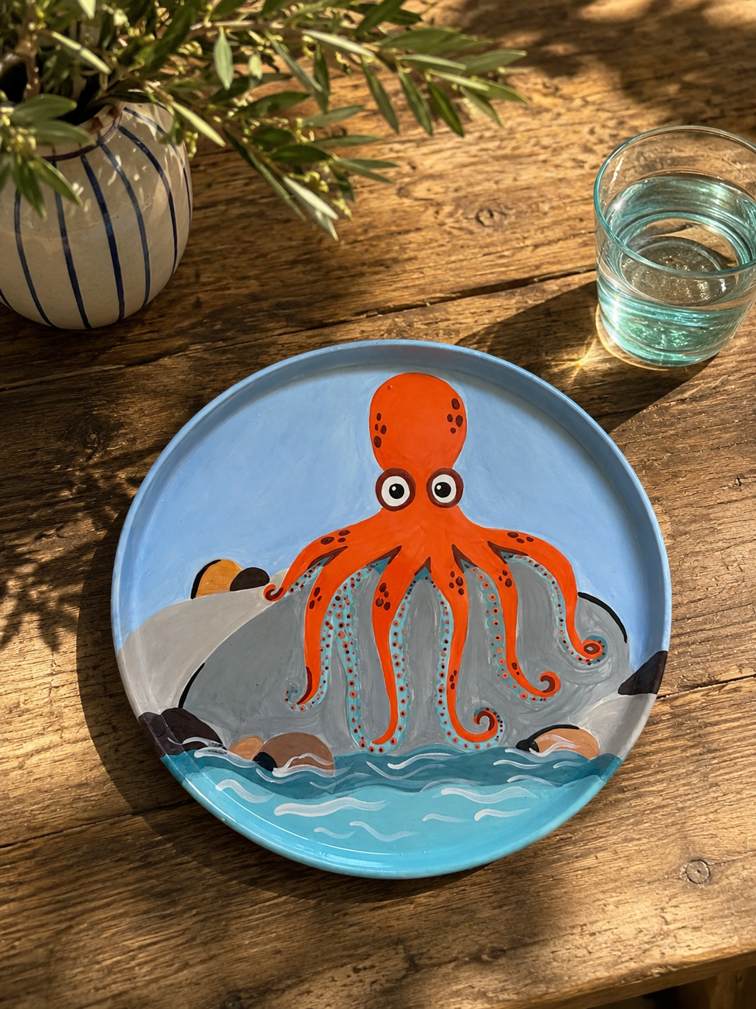 The Octopus on the Rocks  Round Plate