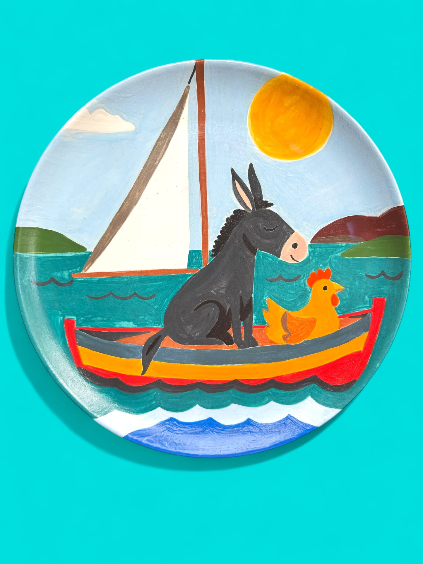 The Donkey and the Chicken Big Round Plate
