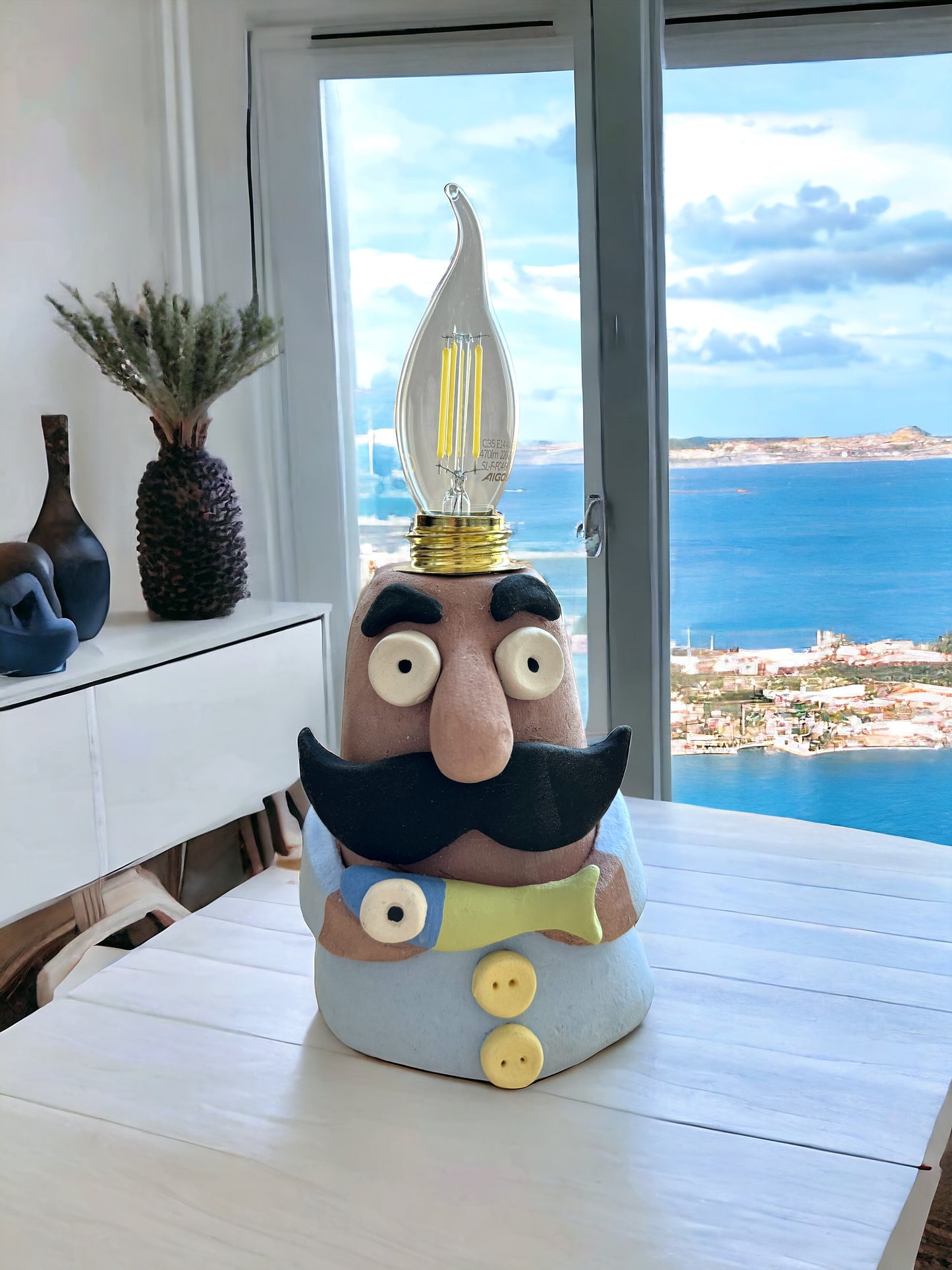 Lampada da pescatore in ceramica