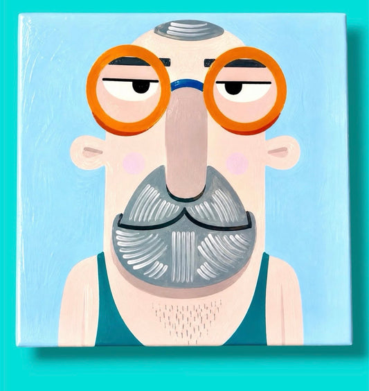 Bearded Swimmer Tile – Hand-Painted Ceramic Wall Tile