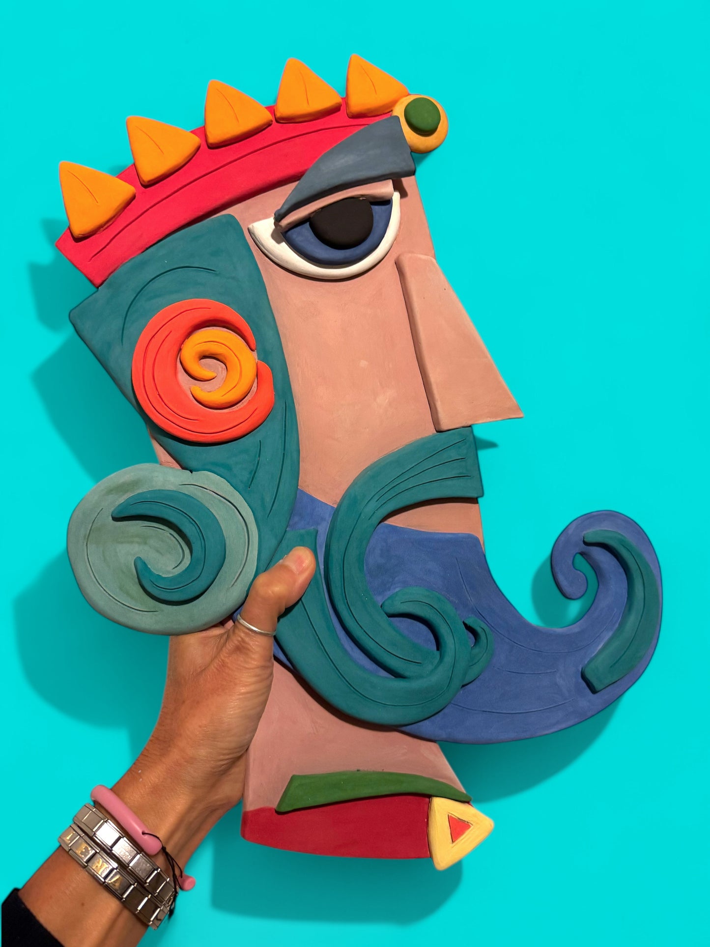 The King – Hand-Sculpted Ceramic Wall Piece