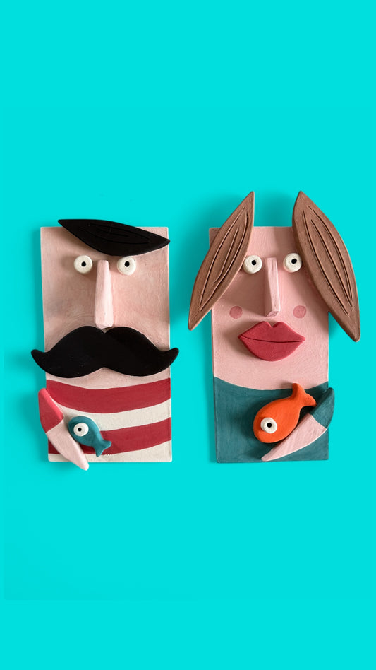 Decorazione da parete in ceramica per coppia