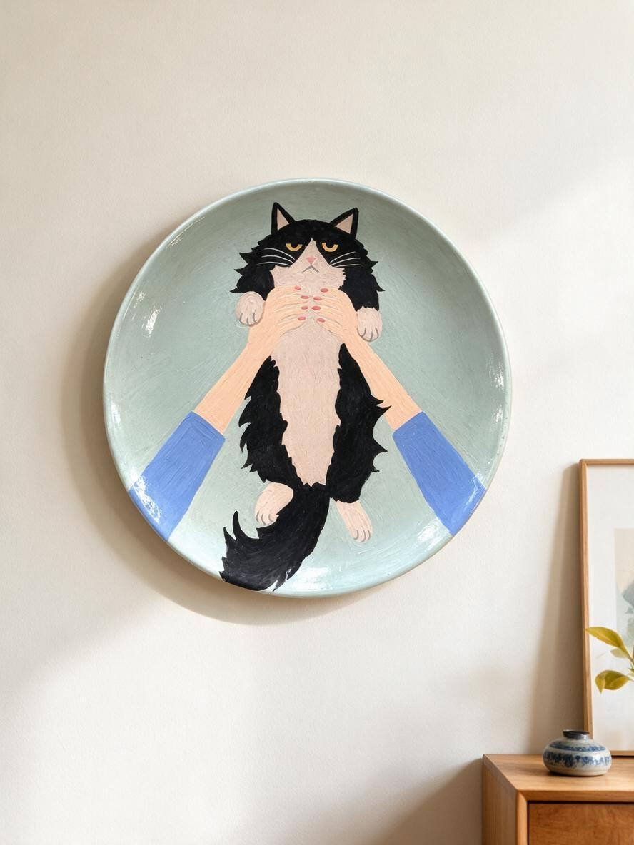 The Annoyed Cat Round Plate