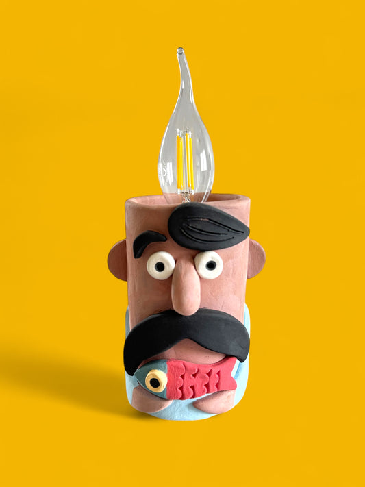 Lampada  pescatore in ceramica