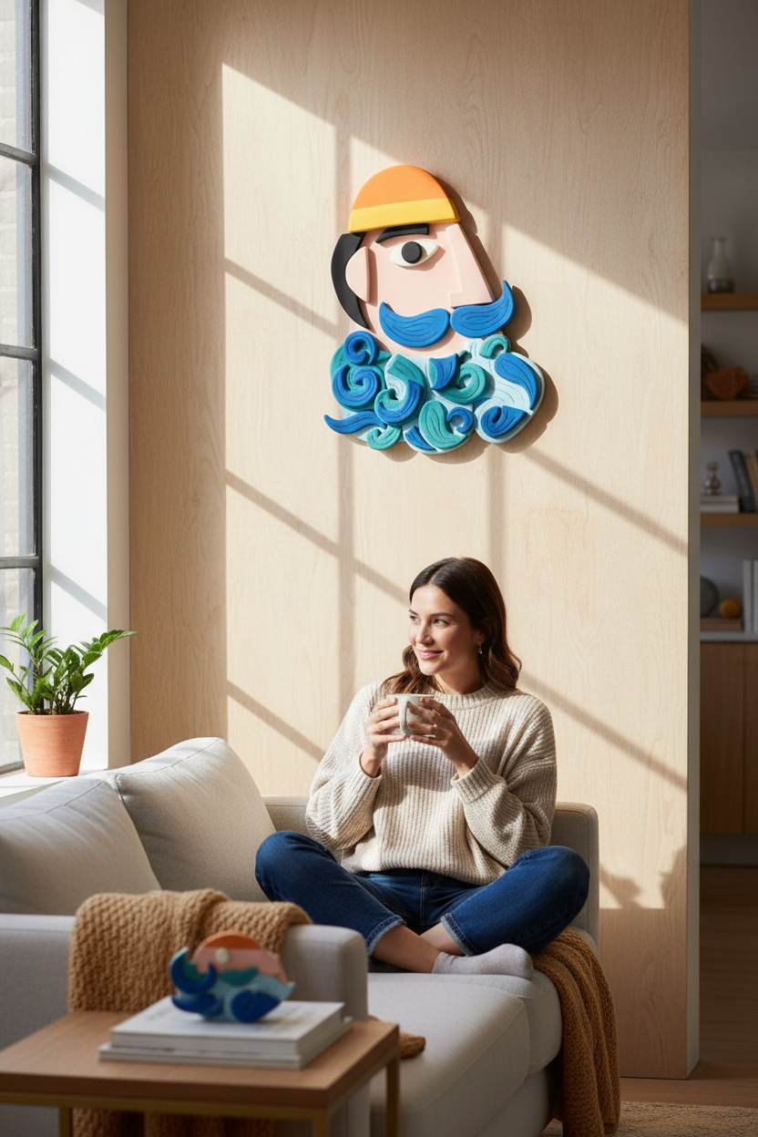 “Il Marinaio – Hand-Sculpted Ceramic Wall Piece