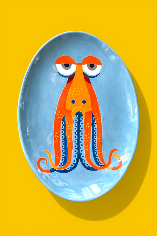 Piatto Ovale in Ceramica Polpo