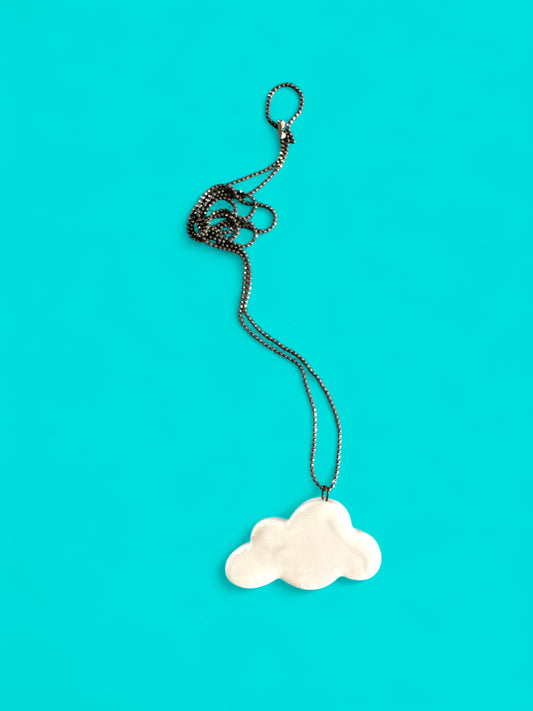 Ceramic Cloud Pendant ( with necklace )