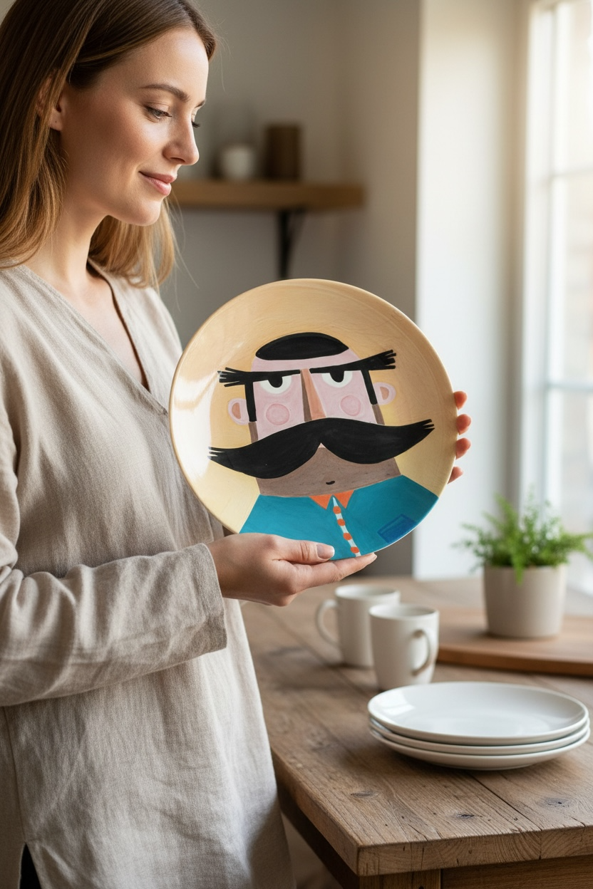 Big Mustaches Ceramic Plate