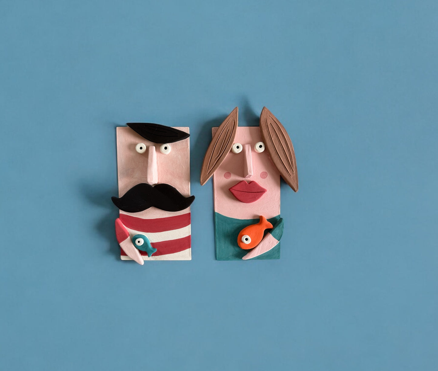 Decorazione da parete in ceramica per coppia