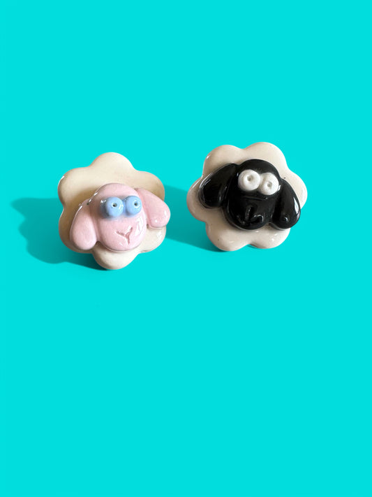 Ceramic Sheep Pins ( with necklace )