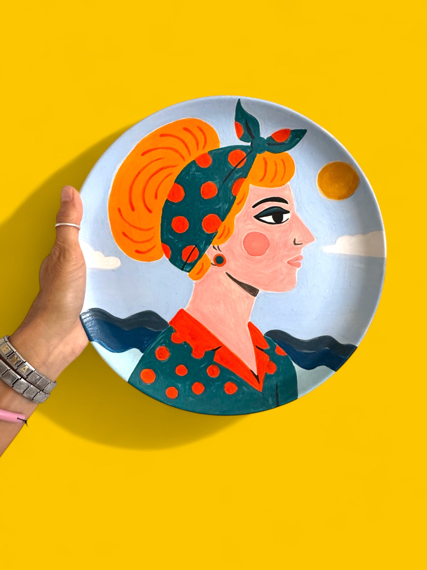 Retrò Girl Big Round Plate