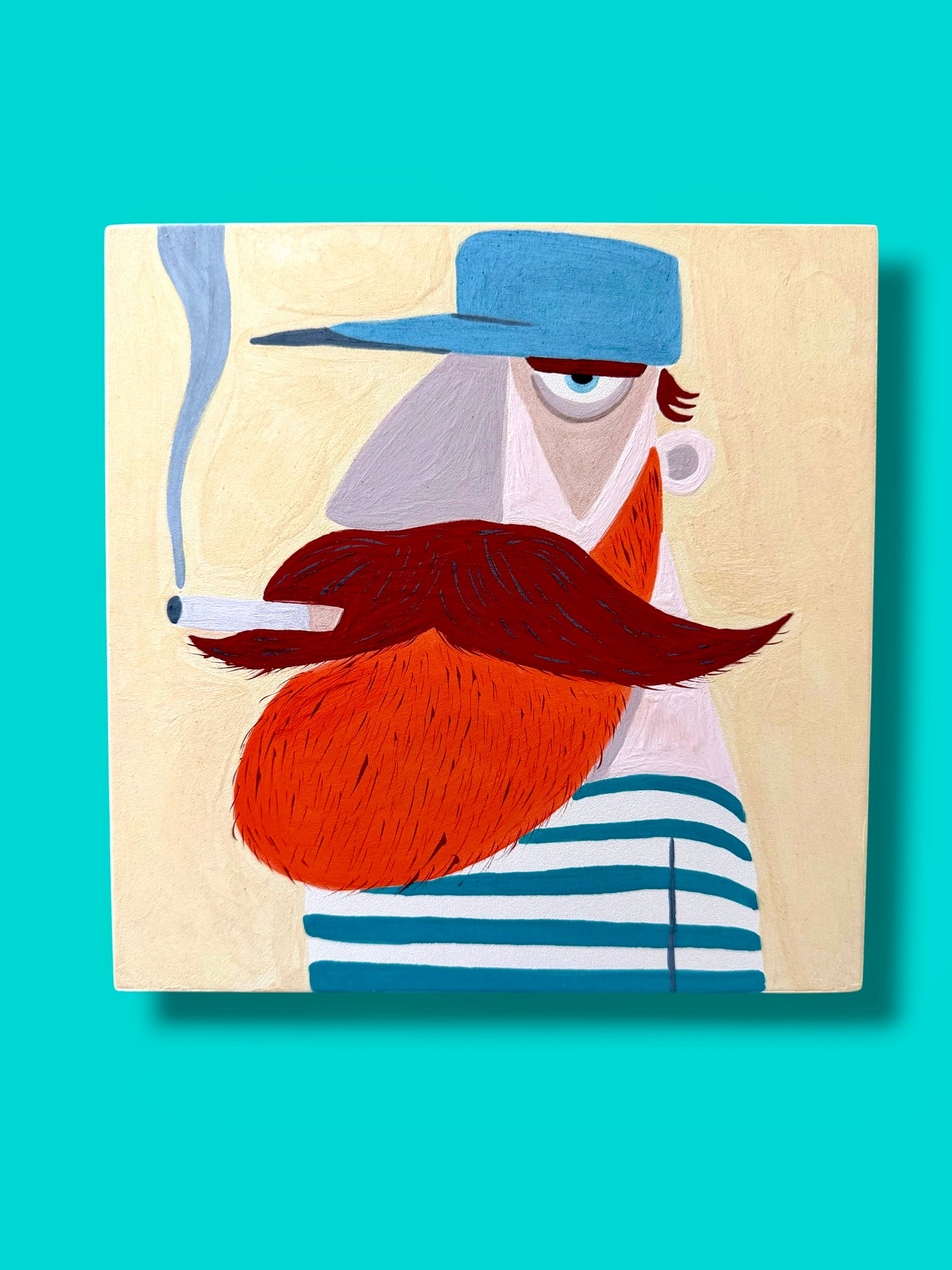 The Sailor – Hand-Painted Ceramic Tile (20 × 20 cm)