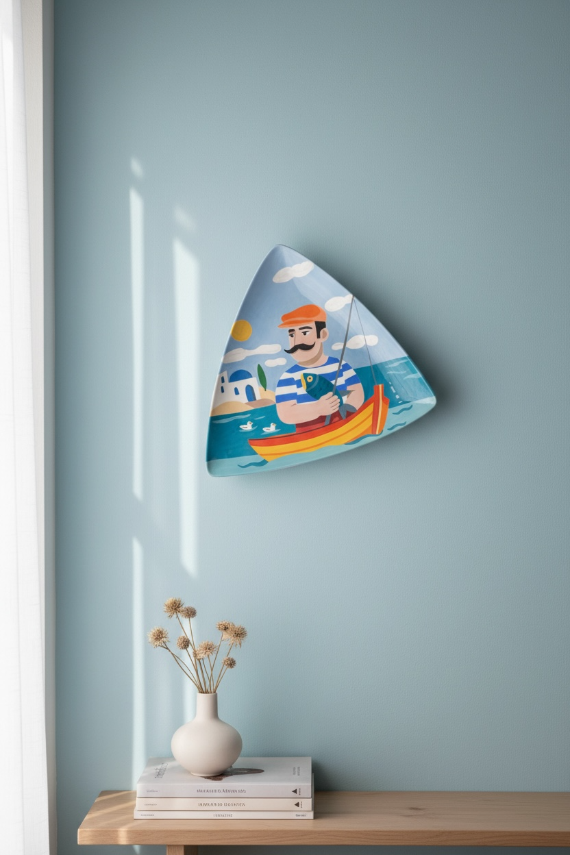 Piatto in ceramica del pescatore greco