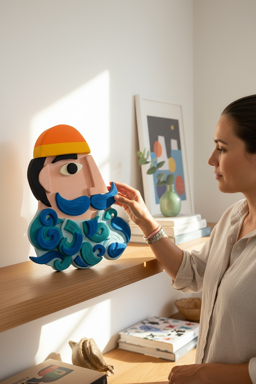 “Il Marinaio – Hand-Sculpted Ceramic Wall Piece