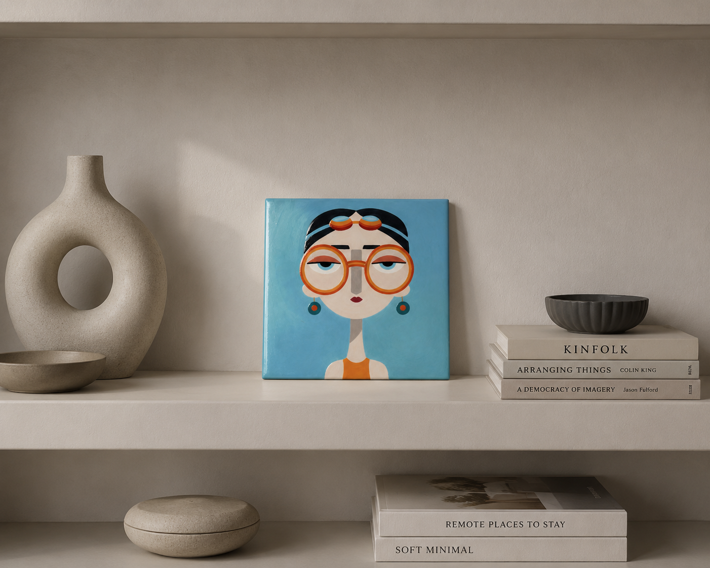 Swimming Lady Tile – Hand-Painted Ceramic Wall Tile