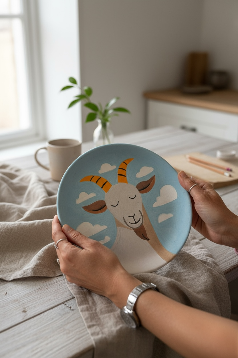 The Dreaming Goat Ceramic Plate