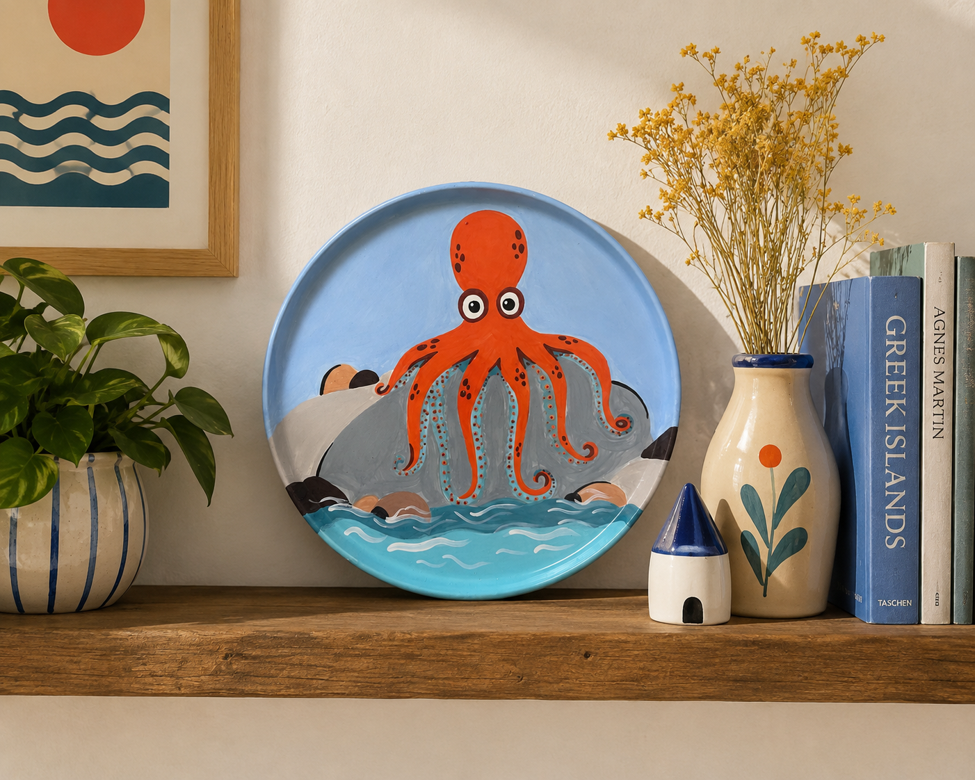 The Octopus on the Rocks  Round Plate