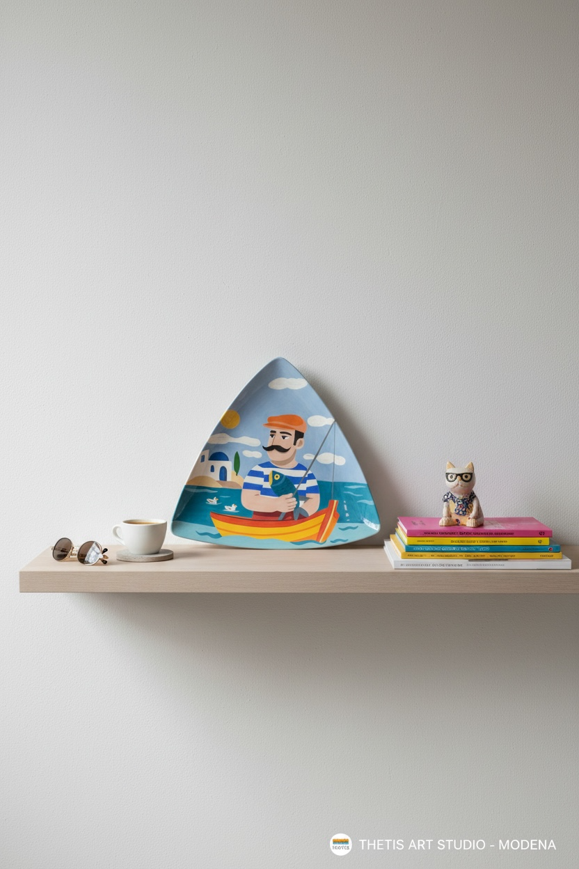 Piatto in ceramica del pescatore greco