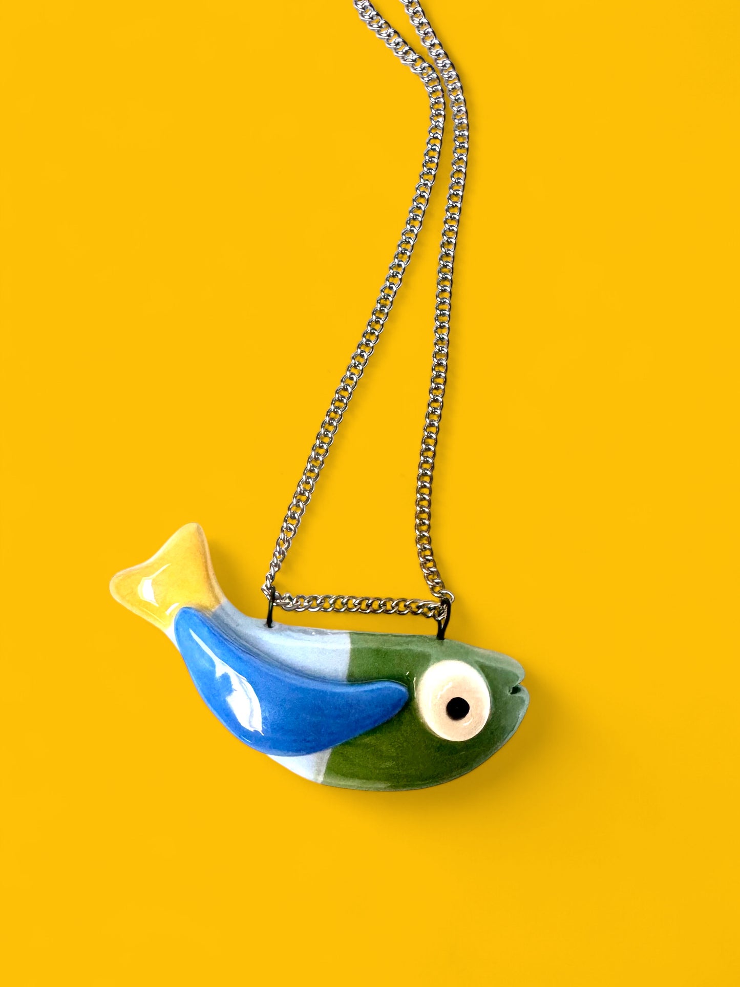 Ceramic Fish Pendant ( with necklace )